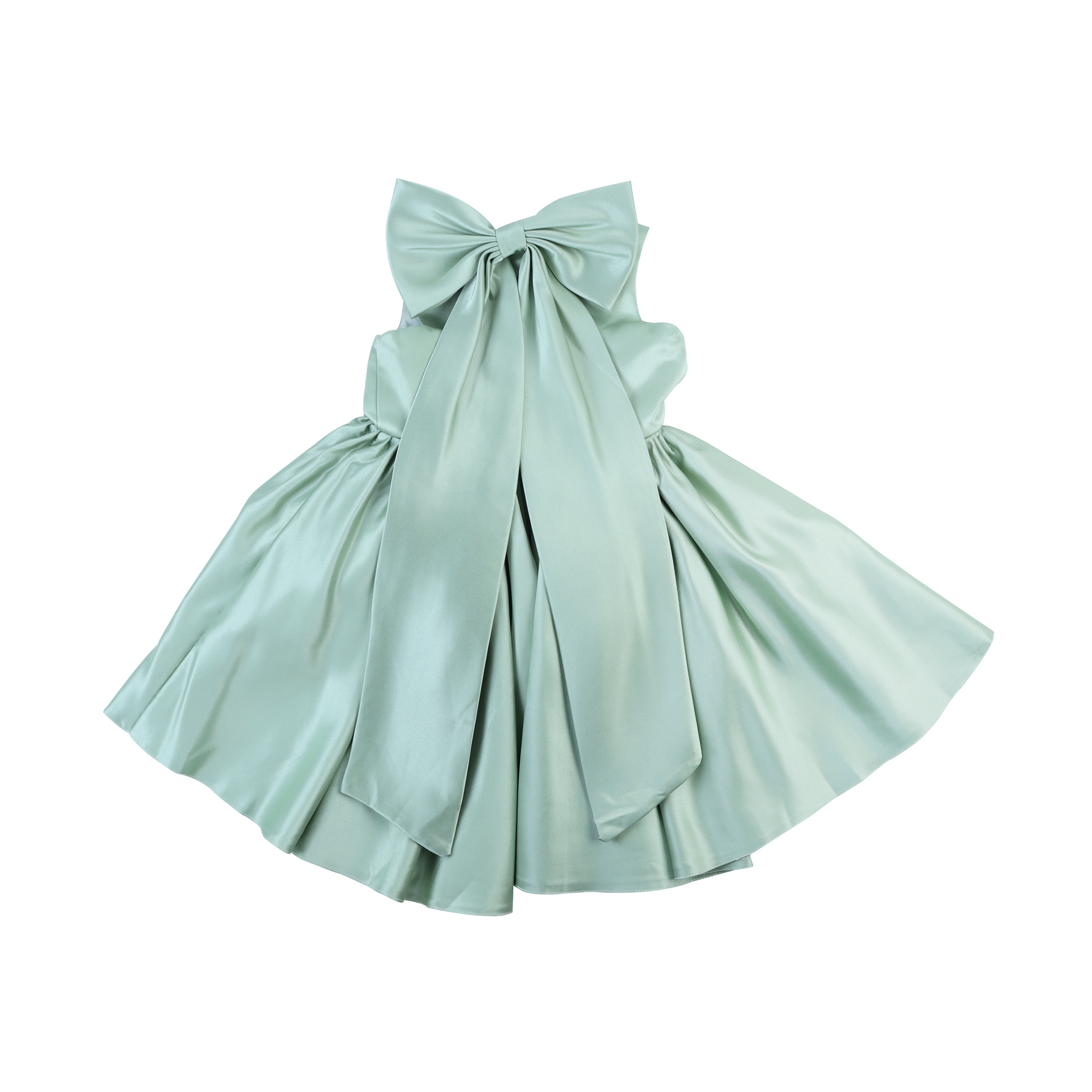 KIDDO CONCEPT SATIN BACK BOW PARTY DRESS (SAGE GREEN) - ONESHOP  ONESHOP
