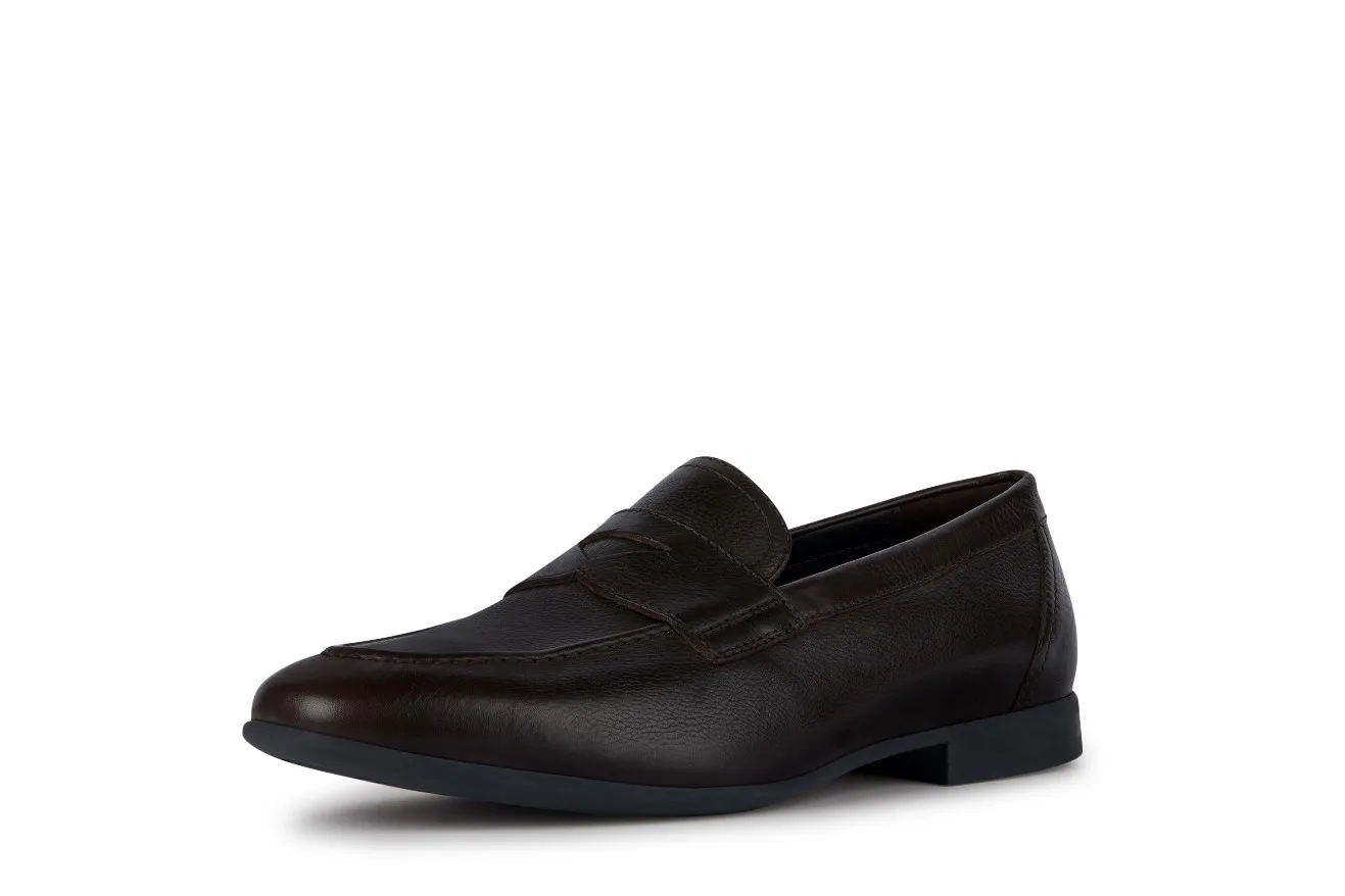 GEOX MEN SAPIENZA LEATHER LOAFERS - DARK BROWN U35CCA-00046 